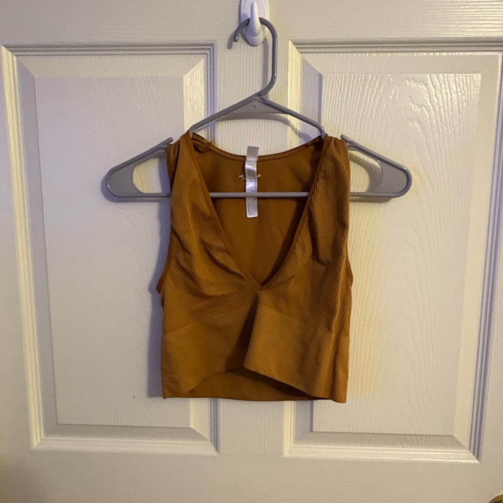 Urban Outfitters Brown Asymmetrical Crop Tank Top